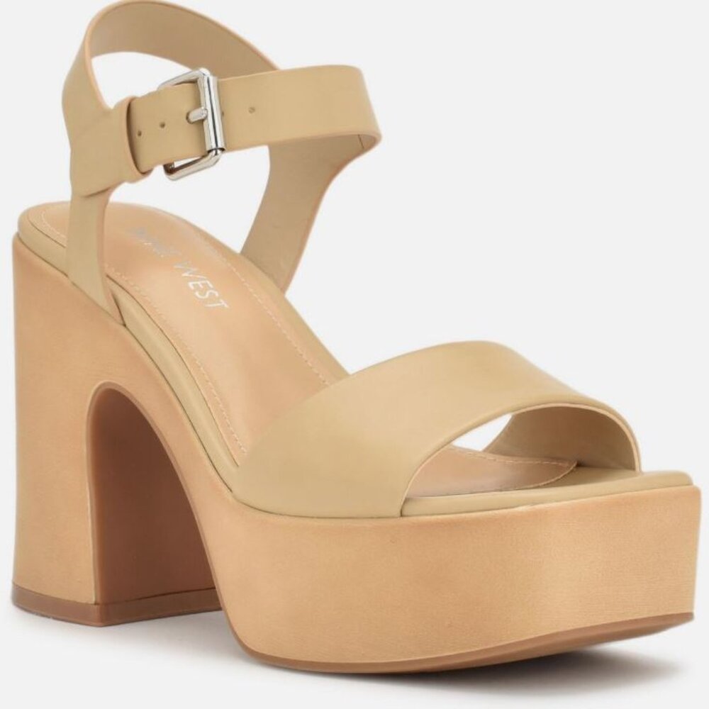 NWT Nine West Women's OPENIT8 Cushioned Footbed Yellow Platform Sandals Size 7M